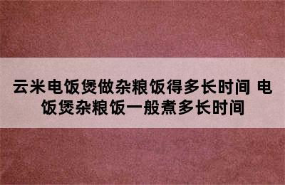 云米电饭煲做杂粮饭得多长时间 电饭煲杂粮饭一般煮多长时间